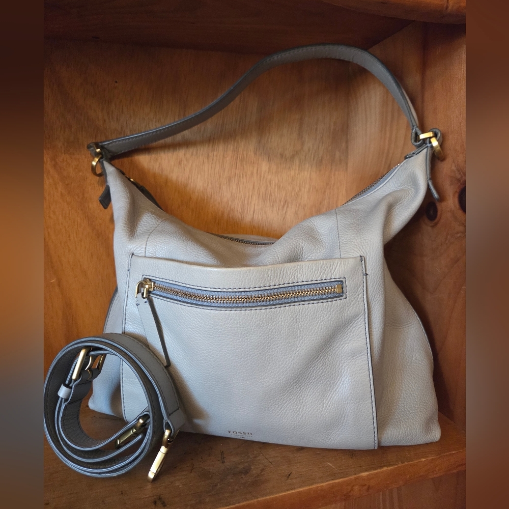 Sky Blue Leather Shoulder Bag